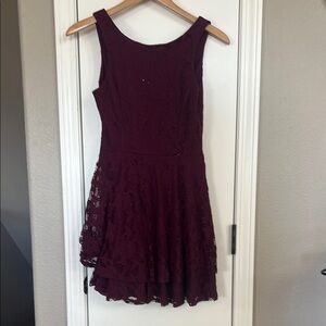 Burgundy Lace Sleeveless Dress